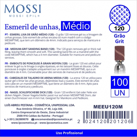 ESMERIL DE UNHAS, GRAO 120, MEDIO 100un                     
