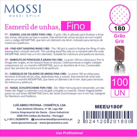 ESMERIL DE UNHAS, GRAO 180, FINO 100un                      