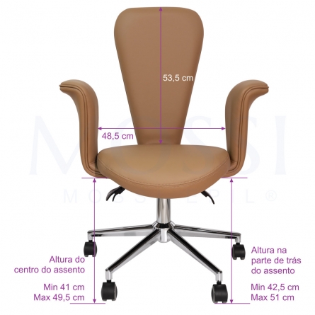 dimensões da cadeira castanha de estetica