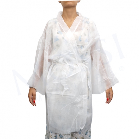 kimono, kimono feminino, Kimonos Descartáveis, Kimono Descartável TNT branco, disposable kimono, disposable kimono robe, mossi epil