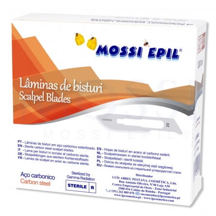 laminas bisturi n20, laminas bisturi tamanhos, tipos de laminas de bisturi, laminas de bisturi descartaveis, scalpel blades, 20a scalpel blades, mossi epil