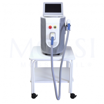 mesa de apoio com equipamento laser de pelo, depilação