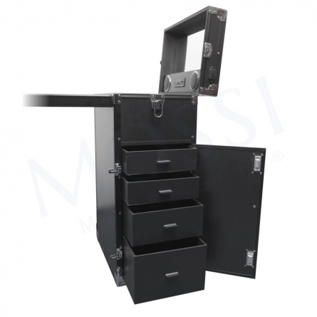 detalhe das gavetas da mesa de manicure